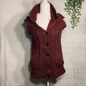 Ci Sono | Red Sleeveless Sweater Jacket
